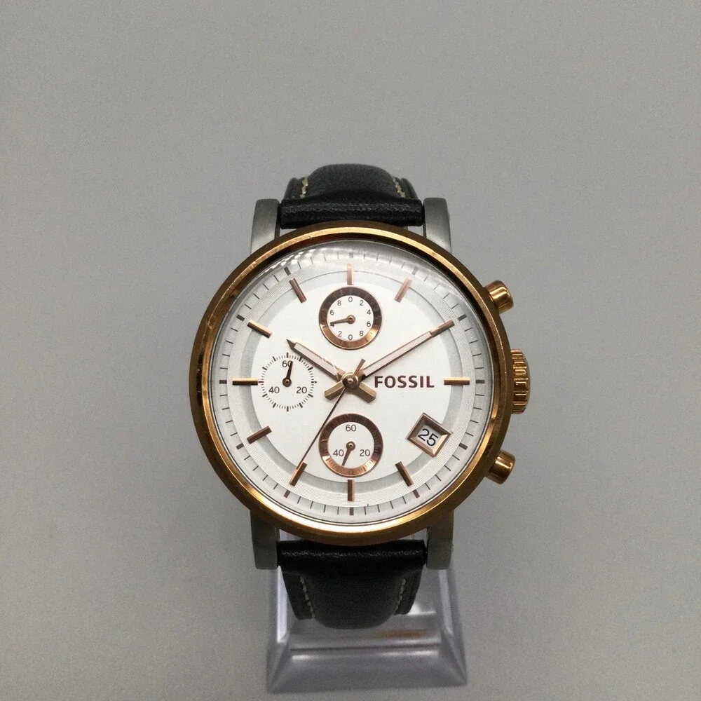 Fossil Boyfriend ES3837 Womens Watch 38mm Chronograph Two Tone New Battery